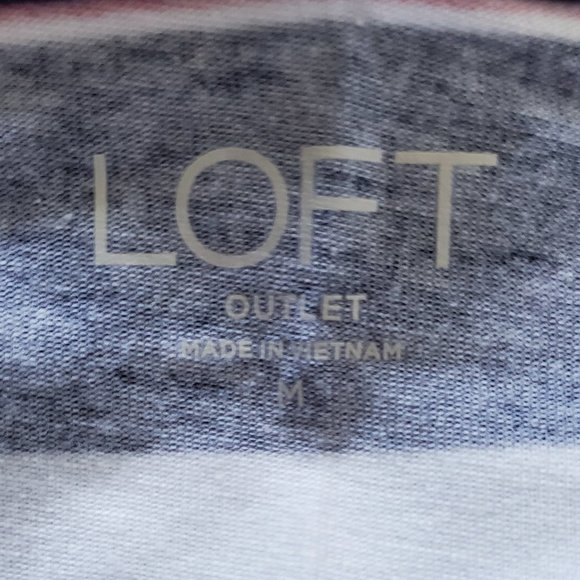 Loft (Medium Dark navy blue with white and gold strips spaghetti strap top) - Picture 4 of 6